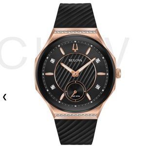 NEW Bulova Curv watch ref 98R239 diamonds black